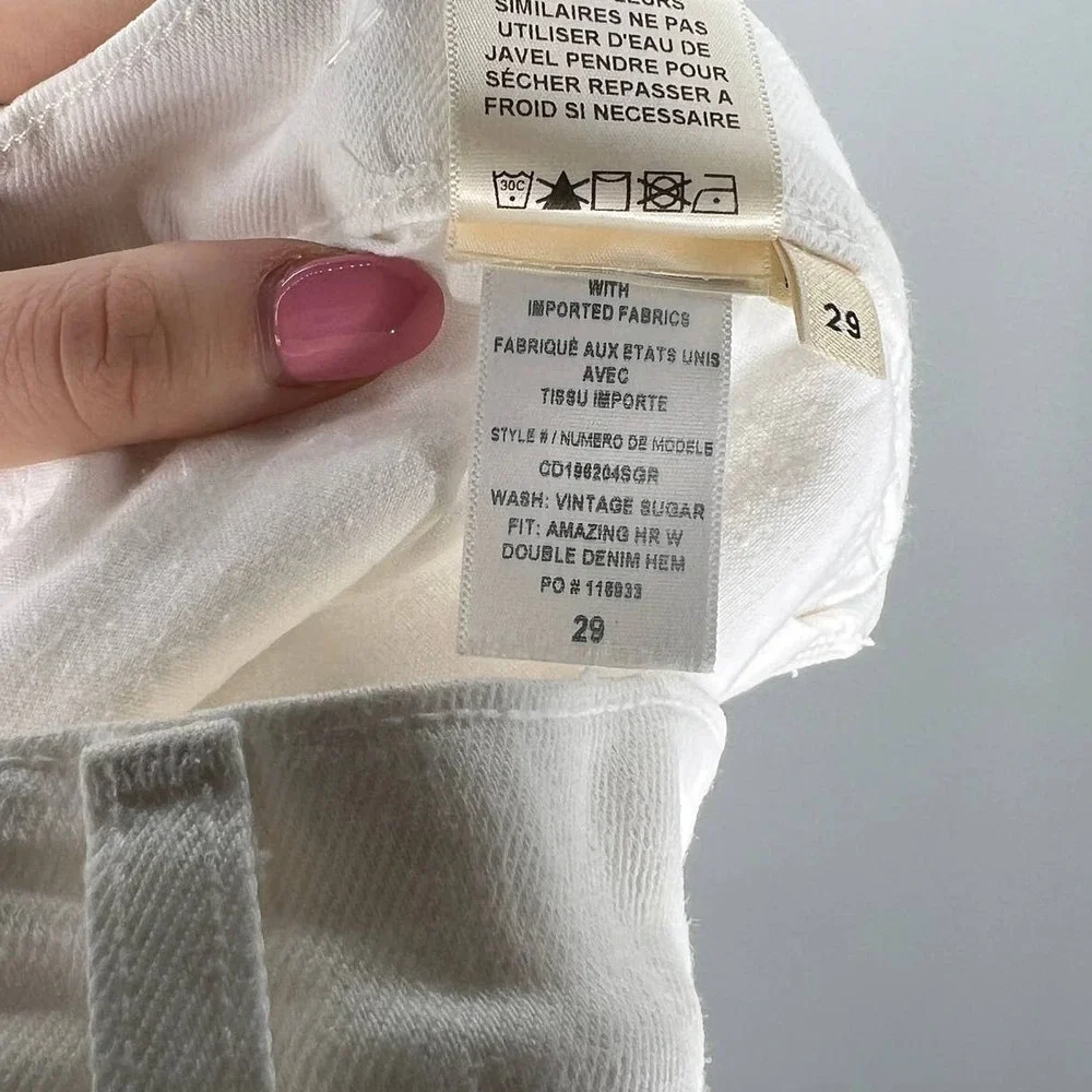 AO.LA Alice + Olivia Amazing High Rise Jeans Women's 29 White Double Denim Hem - Picture 6 of 7